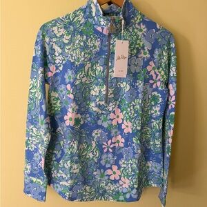 Lilly Pulitzer Blue and Green Floral Zip-Up